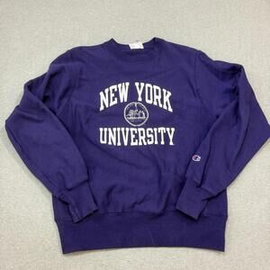 NYU New York University Champion Reverse Weave Sweatshirt Sz Small Purple